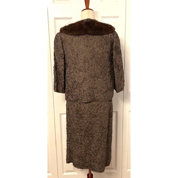 Vtg 50's RIVIERA INTERNATIONAL Genuine Fur Jacket Blazer Skirt Suit Womens Small - Picture 4 of 16